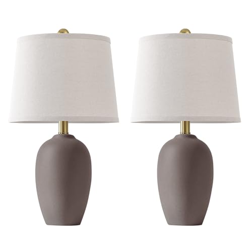 21'' Set of 2 Farmhouse Ceramic Small Table Lamps for Living Room Bedroom (2 Count)