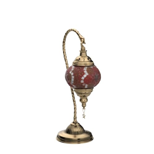 Turkish Moroccan Lamp with Bronze Base 3 Color Options Handmade Swan Neck Mosaic Glass Bedside Lamps for Bedroom