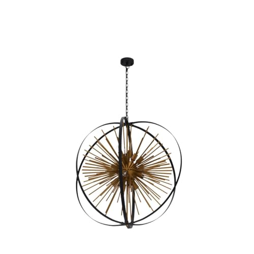 31.5" Black Gold Large Globe Sputnik Chandelier