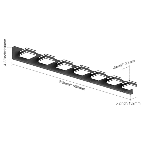 55inch Black Vanity Light 5 Color Temperatures