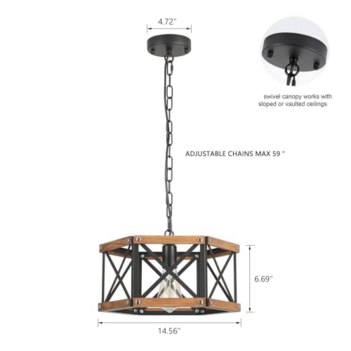 Rustic Farmhouse Wood Pendant Light Fixture One
