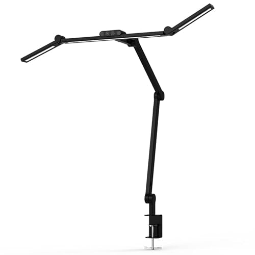 LED Desk Lamp with Adjustable Swing Arms and Clamp Base