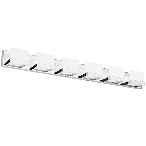 Modern 6 Lights LED Vanity Light for Bathroom Up and Down Chrome Bathroom Wall Light Fixtures Over Mirror