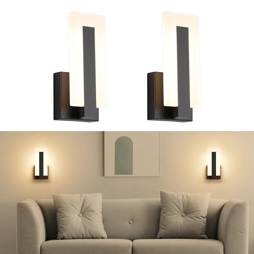 Modern LED Wall Sconces Up and Down Wall Mount Light Black 3000K Warm White Wall Lights Set of 2 (2 Count)
