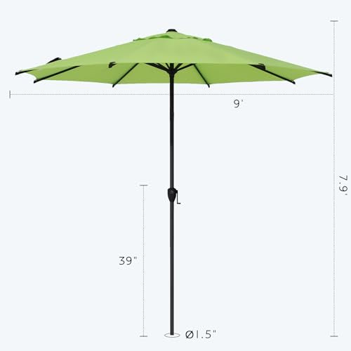 9FT Lyon Outdoor Patio Umbrella Outdoor Table Umbrella with Crank Market Umbrella 8 Sturdy Ribs UV Protection Waterproof and Push Button Tilt for Garden Deck Backyard Pool