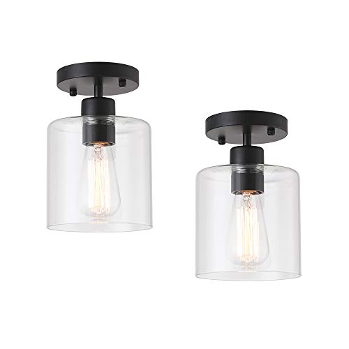 2 Pack Black Modern Semi Flush Mount Ceiling Light