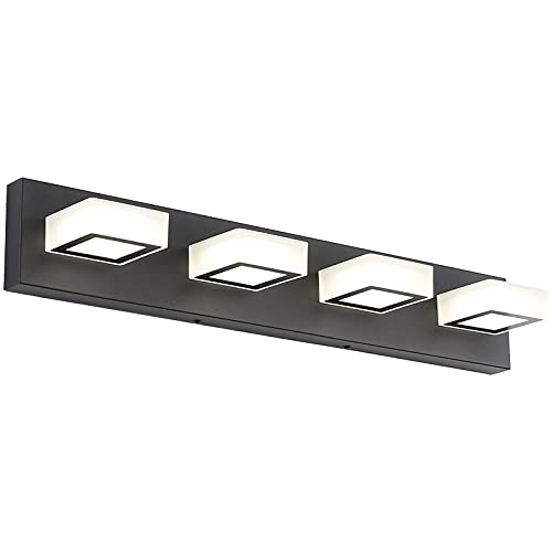 Modern LED Black Vanity Lights 4 Lights Acrylic Bathroom Vanity Lighting Fixtures Modern Matte Black Bathroom Vanity Lights