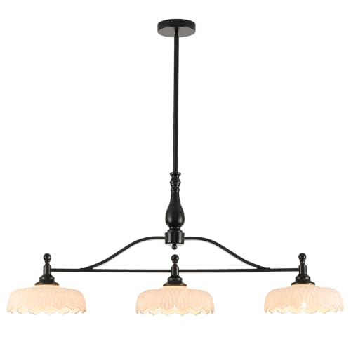 Chandeliers Black Modern Pendant Lighting Fixtures 3 Lights Chandelier White Glass Hanging Lamp for Island Dining Room Living Room