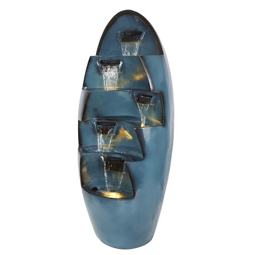 39" Tall 5 Tier Cascading Waterfall Fountain with LED Lights