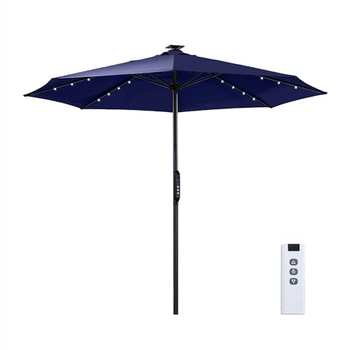 10FT Motorized Patio Umbrella with Solar LED Lights