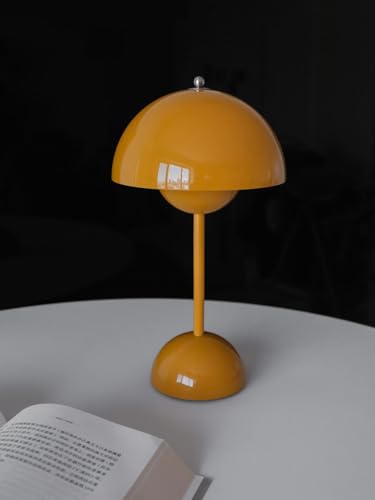 Modern Flower Bud Lamp 12" Cordless Touch Lamp Dimmable 2600mAh Rechargeable Desk Lamp Nordic Mushroom Lamp Nightstand Bedside Lamp for Bedroom Living Room
