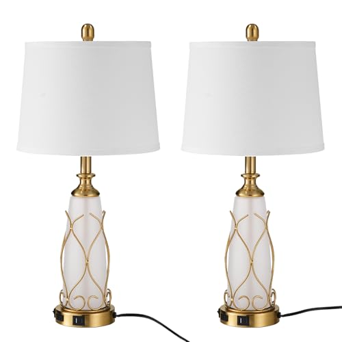 25.6" Glass Gold Table Lamps Set of 2 (2 Count)