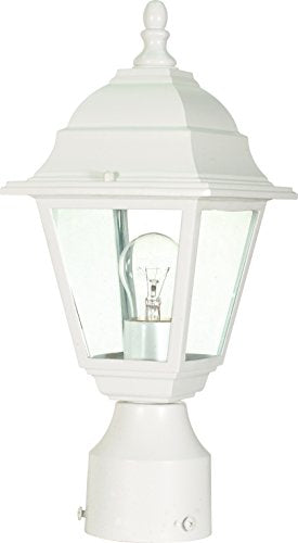 60/546, Outdoor Outdoor Post Lantern Light Fixture, White, Clear Glass