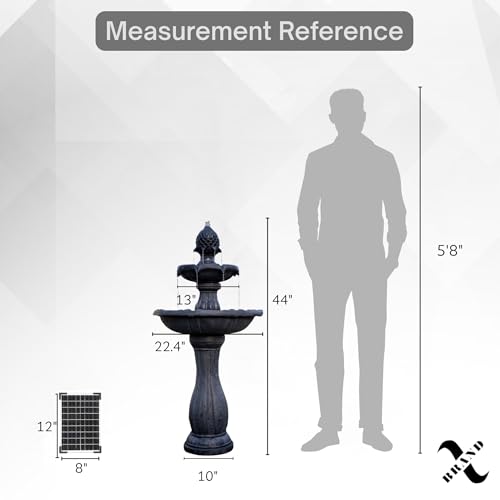 44" Solar Powered Outdoor Fountain