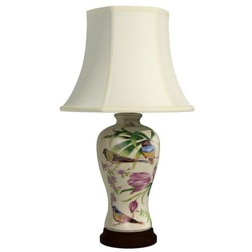 29" Floral White Porcelain Lamp