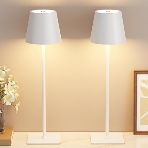 White Gold Cordless Rechargeable Table Lamp 5000mAh Battery Operated Lamps