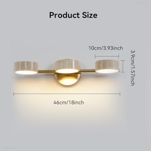Led Bathroom Lighting Fixtures Over Mirror with 3 Travertine Shades