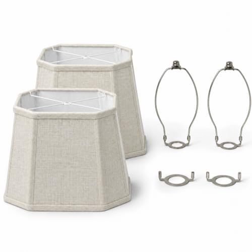 Natural Linen Square Cut Corner Lamp Shades Set of 2