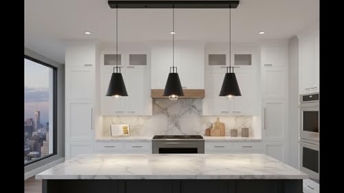 21603-11,Replacement Cone Metal Shade for Pendant Light,Matte Black,6"W x 6-1/2"H,Center Hole 1-5/8"