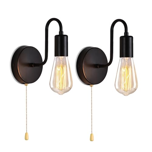2 Pack Hardwired Vintage Wall Sconce with Switch E26 (2 Count)