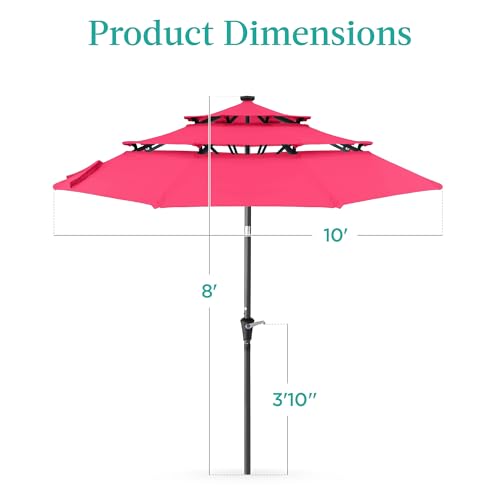 10ft 3 Tier Solar Patio Umbrella