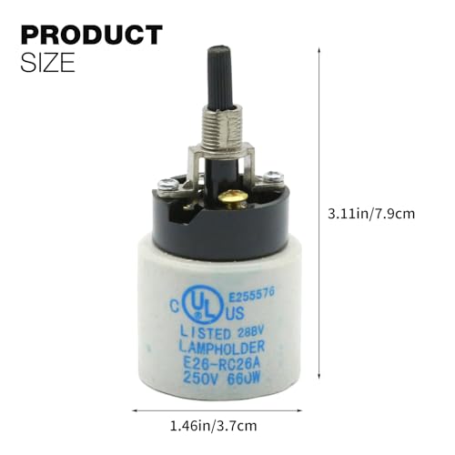 E26 E27 Rotary Lamp Switch Replacement with Socket Holder 660W 250V
