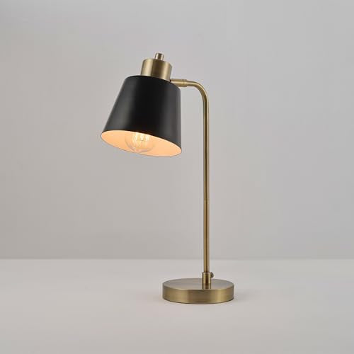 18" Matte Brass Desk Lamp with Matte Black Metal Shade