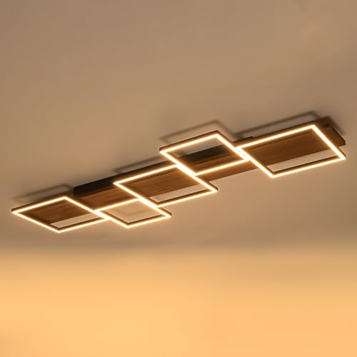 47.2" LED Modern Ceiling Lights Wooden Square Rectangular Lamp Fixture Wood