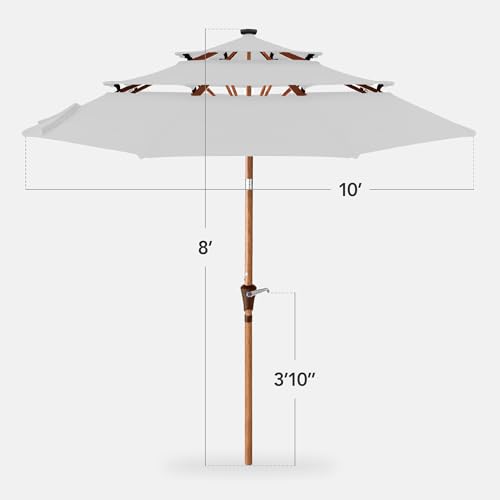 10ft 3 Tier Solar Patio Market Umbrella