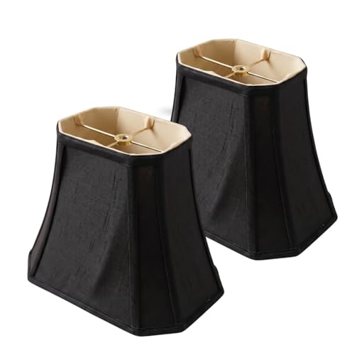 BSO-710-12BLK/GL-2 Rectangle Cut Corner Basic Lamp Shade, (5x6.5) x (8x12) x 10, Black with Gold, 2-Pack (2 Count)