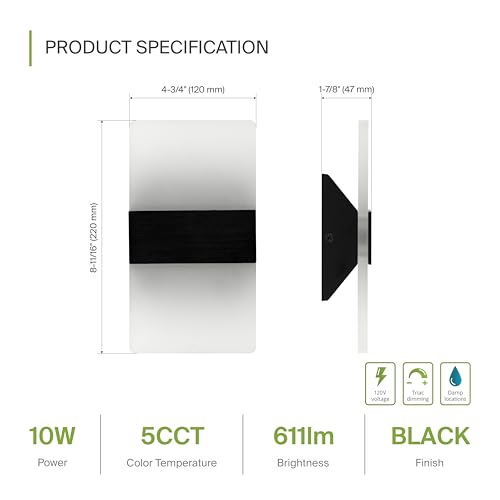 8 Inch Indoor LED Wall Sconce (2 Count)