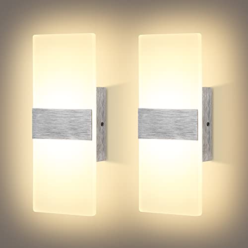 Dimmable Modern Acrylic LED Wall Sconces 12W Warm White (2 Count)