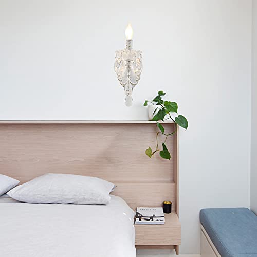 Crystal Wall Sconce Distressed White Vintage Wall Chandelier