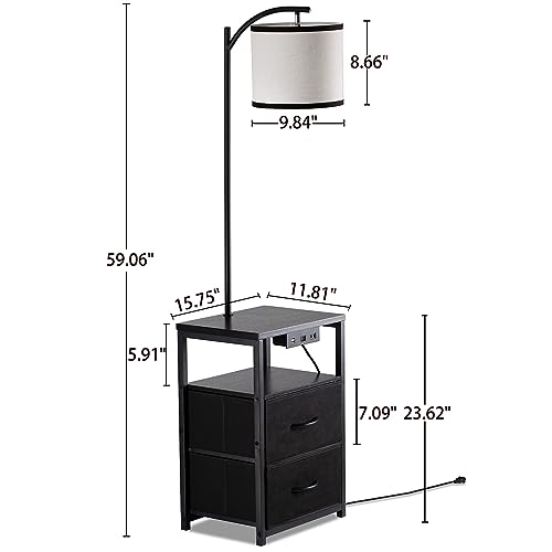 Floor Standing Lamp with Table & 2 Drawers