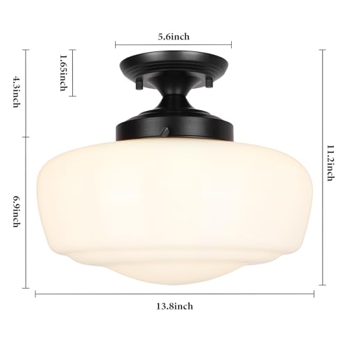 Large Schoolhouse Style Semi Flush Mount Ceiling Light Fixture