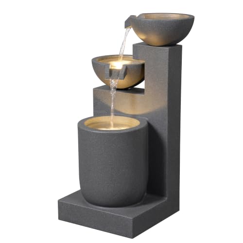 Gray Modern Tiered Bowl Fountain