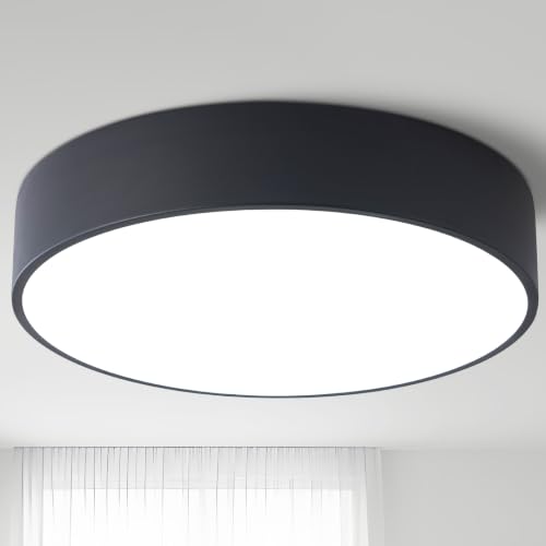 Dimmable Large Black Flush Mount LED Ceiling Light Fixture (Black / 15.74 inch)