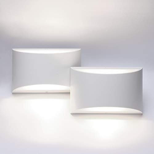 Indoor Aluminum Modern LED Wall Sconce Hardwired Interior Wall Lights Set of 2 Up and Down Wall Mount Light for Living Room Bedroom Hallway Corridor Cool White 6000K (2 Count)