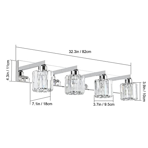 Crystal Bathroom Vanity Light Modern Vanity Lighting Fixtures Crystal Vanity Light for Bathroom 4 Lights
