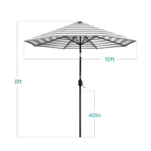 10ft Solar Polyester LED Lighted Patio Umbrella w