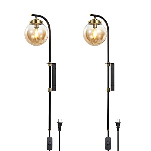 Black Wall Sconces Set of 2 with Globe Shade (2 Count)