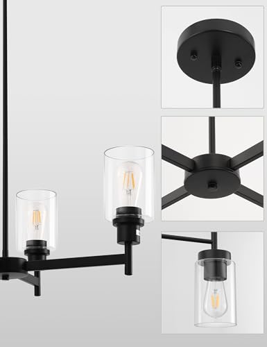 4 Light Black Chandelier for Dining Room Light Fixture