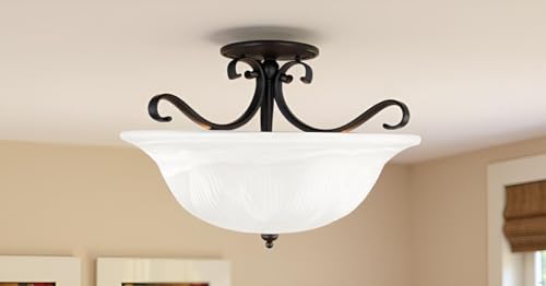 25016-65-1 Replacement Alabaster Glass shade for Flush Mount or Semi-Flush Mount, 1/2" Center Hole, 11-5/8" Diameter x 3-7/8" Height