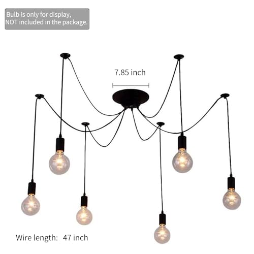 6 Arm Spider Light Fixture Industrial DIY Chandelier Pendant Lamp