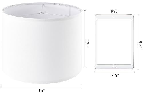 Pure White Drum Lamp Shades Set of 2 Large Lampshade 16``Top x 16``Bottom x 12``High (2 Count)