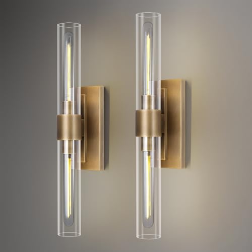 Modern Brass and Glass Wall Sconces (2 Count)