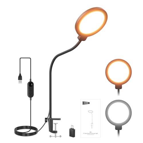 Entry Level Version 5" Edge Lit Streaming Light with Desk Clamp Stand