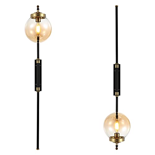 Black Wall Sconces Set of 2 with Globe Shade (2 Count)