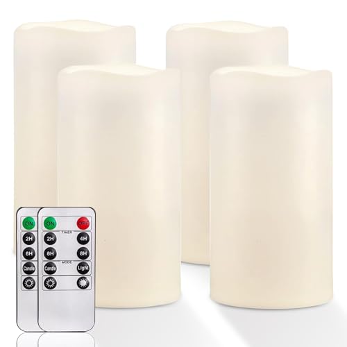 6" x 4" Large Waterproof Outdoor Flameless Candles with Remote Control and Timer (4 Count)