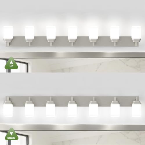 Brushed Nickel Bathroom Light Fixtures (Nickel / 7-Light)